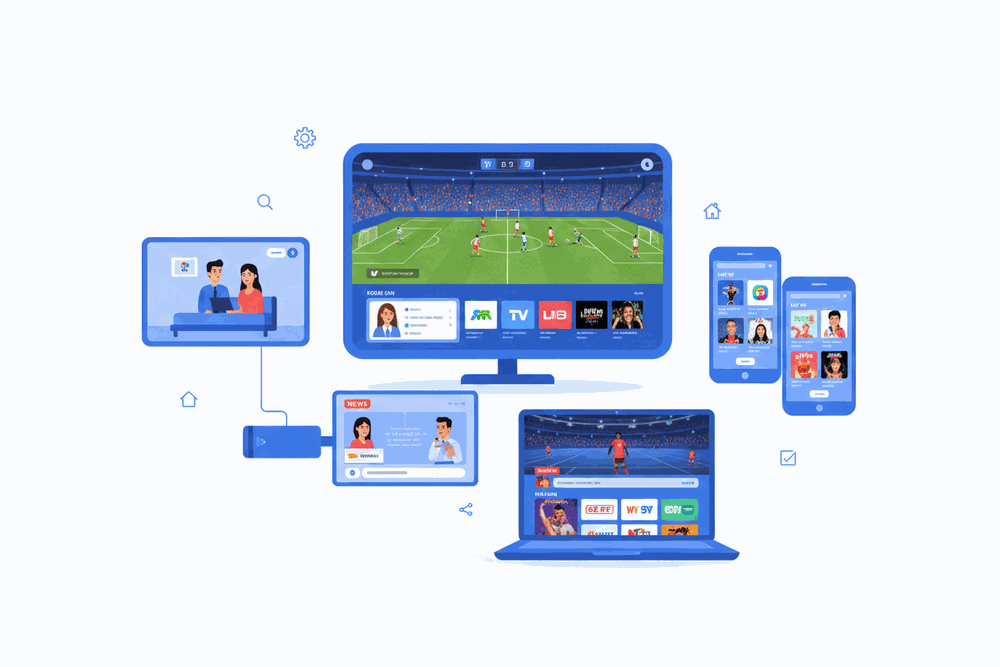 SolTeca IPTV works on Smart TV, phone, tablet, laptop, and streaming devices